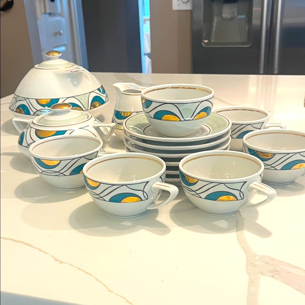 Vintage MCM Noritake Aladdin Ceramic Tea 17pc Set Pristine Condition Collectible